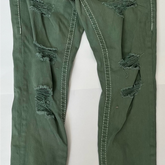 True Religion Olive Distressed High Rise Jeans - Picture 2 of 3